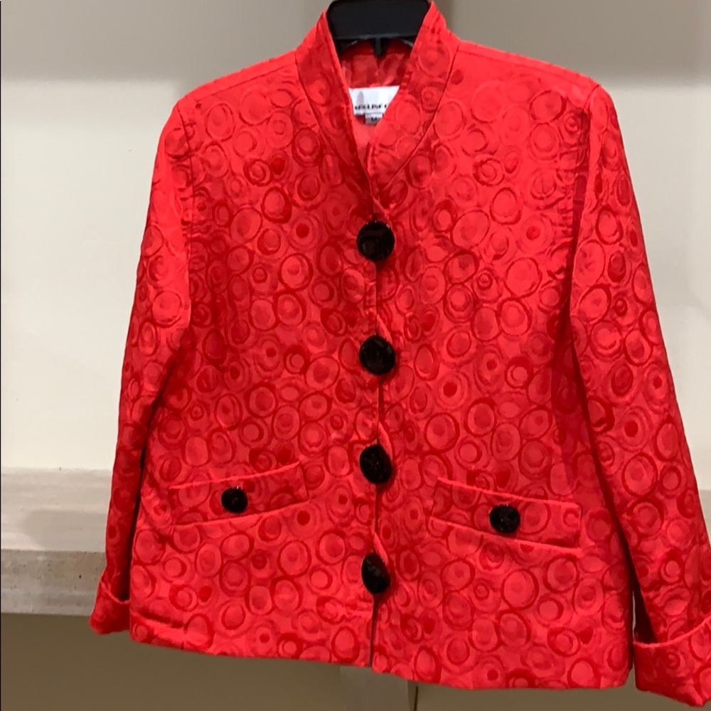 Red large button blazer